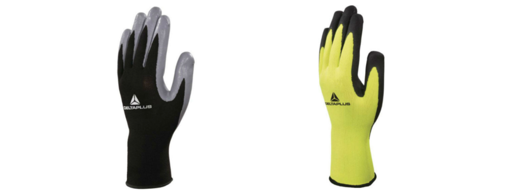 gants de manutention risques mécaniques DeltaPlus Noir et Jaune.